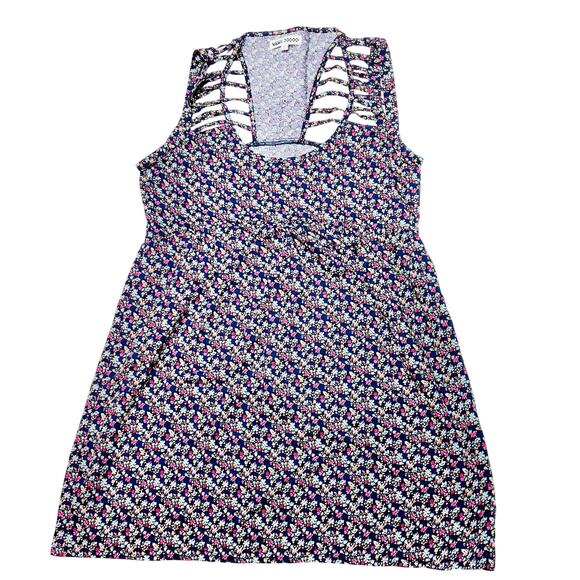 Vans Substitute Col Dress Junior Small Floral Print Blue Blouson Cutout Mini - Picture 1 of 6